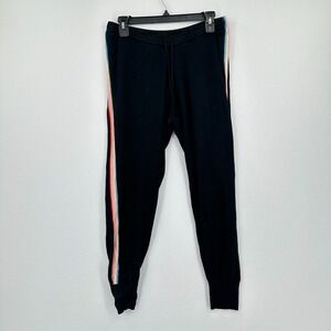 Madeleine Thompson X Spiritual Gangster Joggers Womens L Black Multi Stripe Side